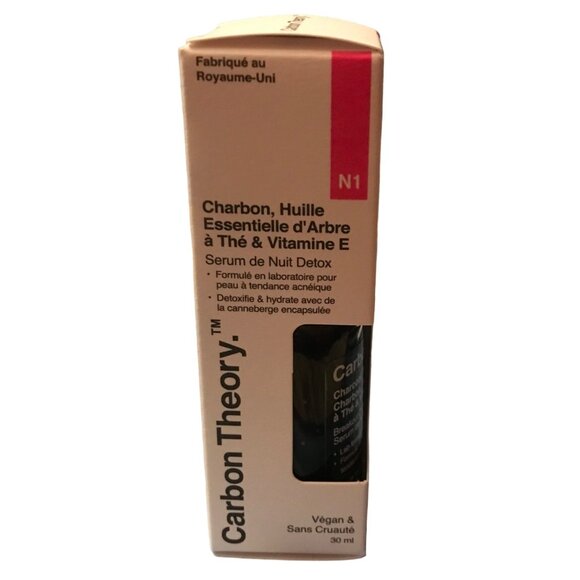 Carbon Theory Charcoal Tea Tree Oil & Vitamin E Overnight Detox Serum 30ml Vegan - Picture 5 of 5